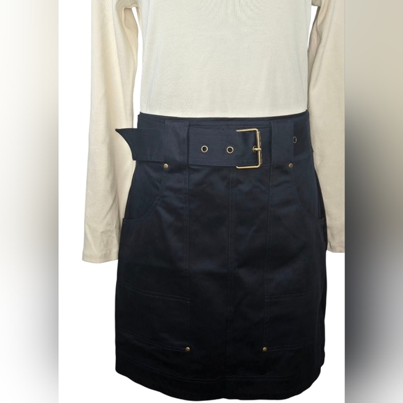 NWT $368 Veronica Beard Morrissey Contrast Belted Mini Dress White/Navy Size M - Picture 10 of 13